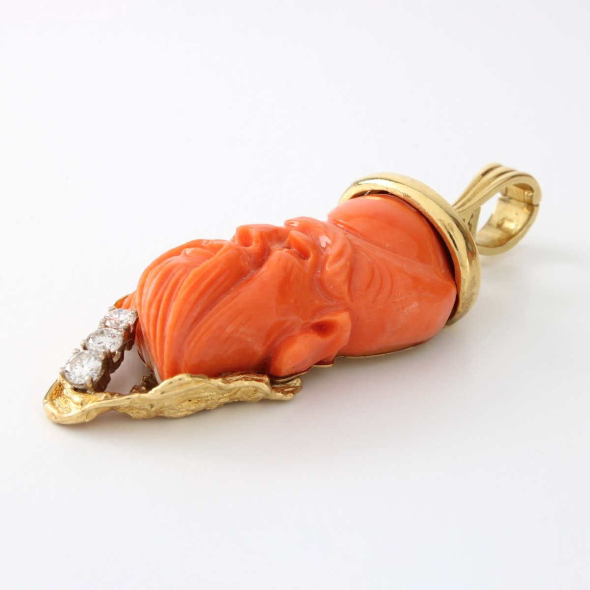 Red Coral and 18K Pendant