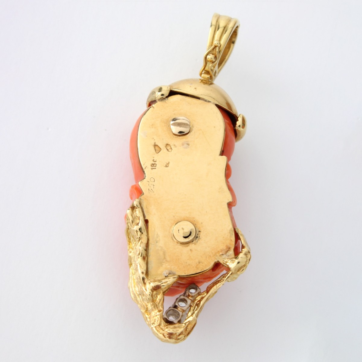 Red Coral and 18K Pendant