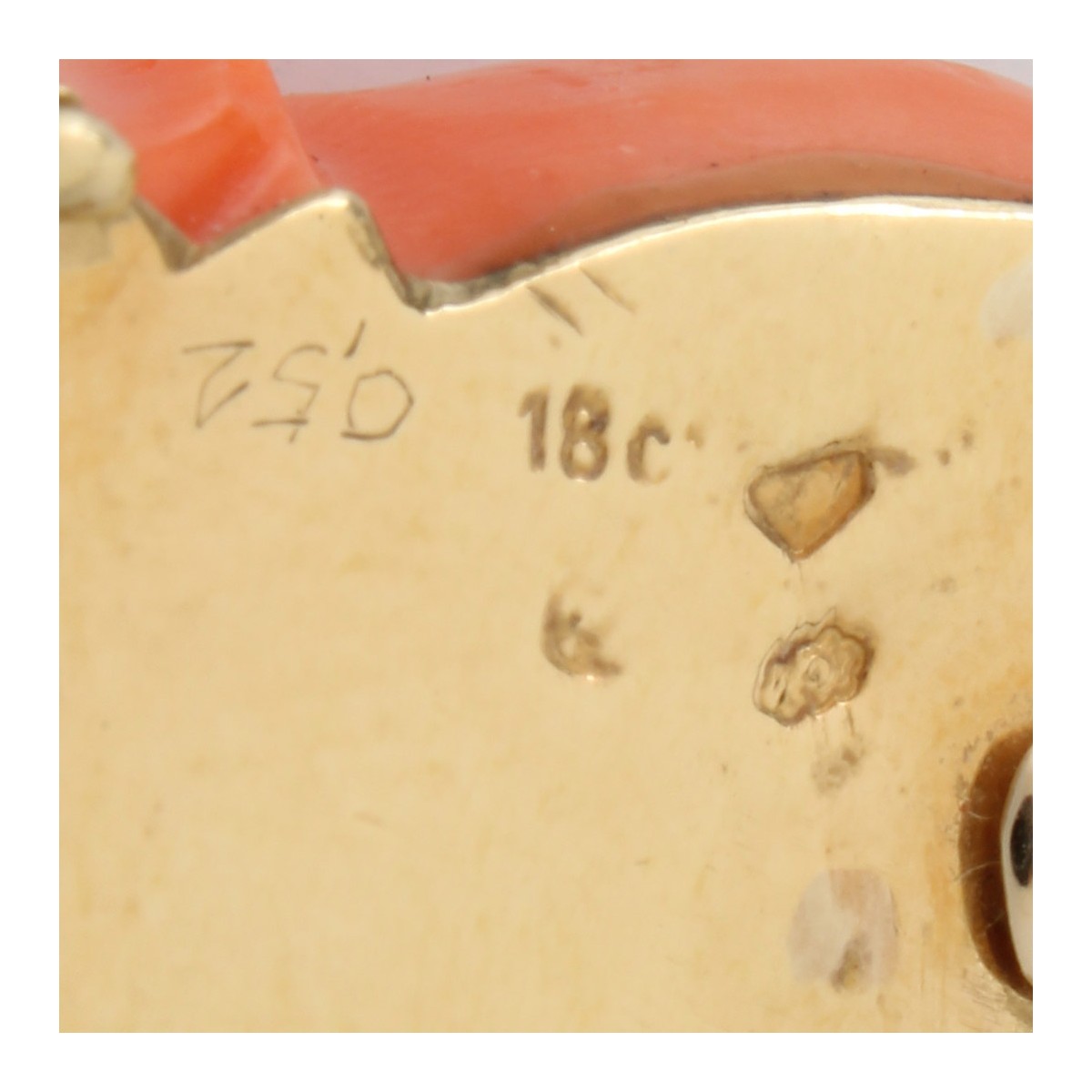 Red Coral and 18K Pendant