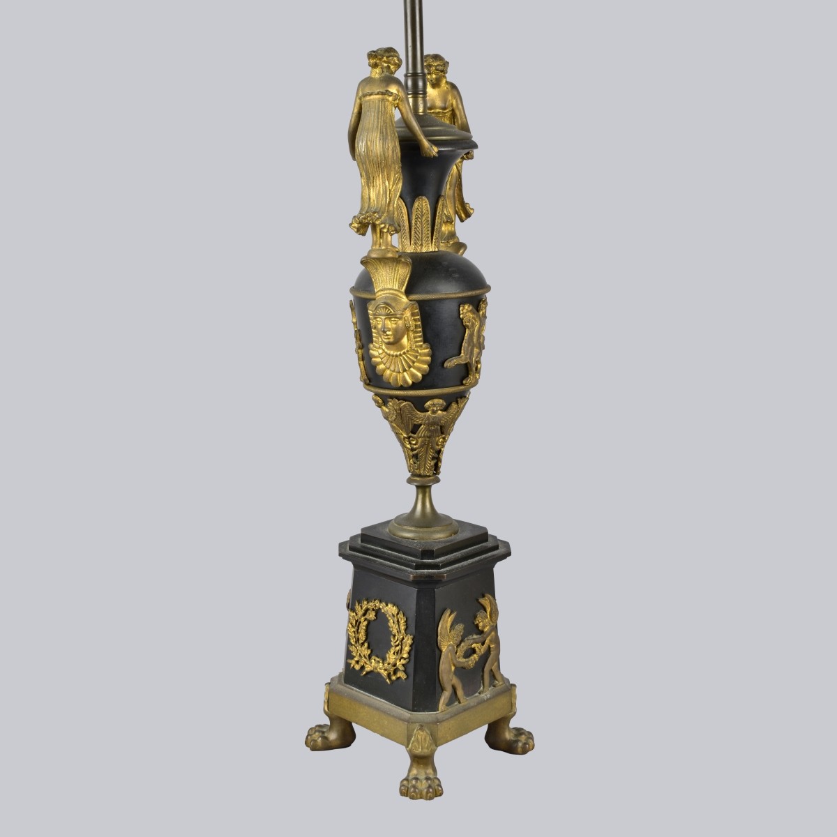20C French Empire Style Gilt Bronze Lamp