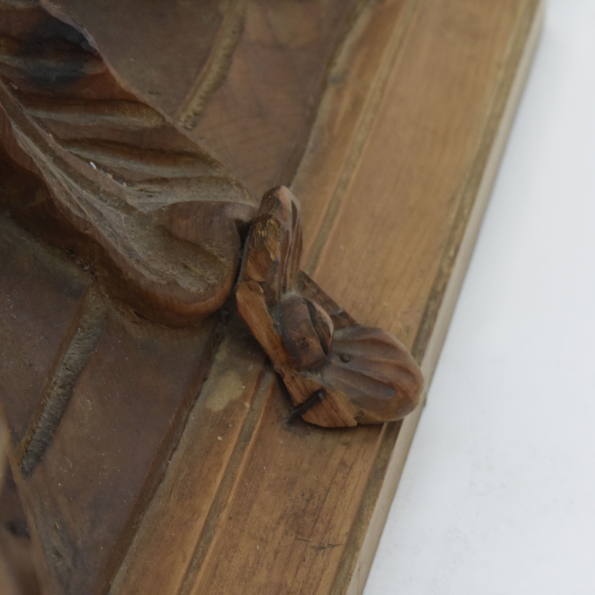 Vintage Carved Wood and Glass Console Table