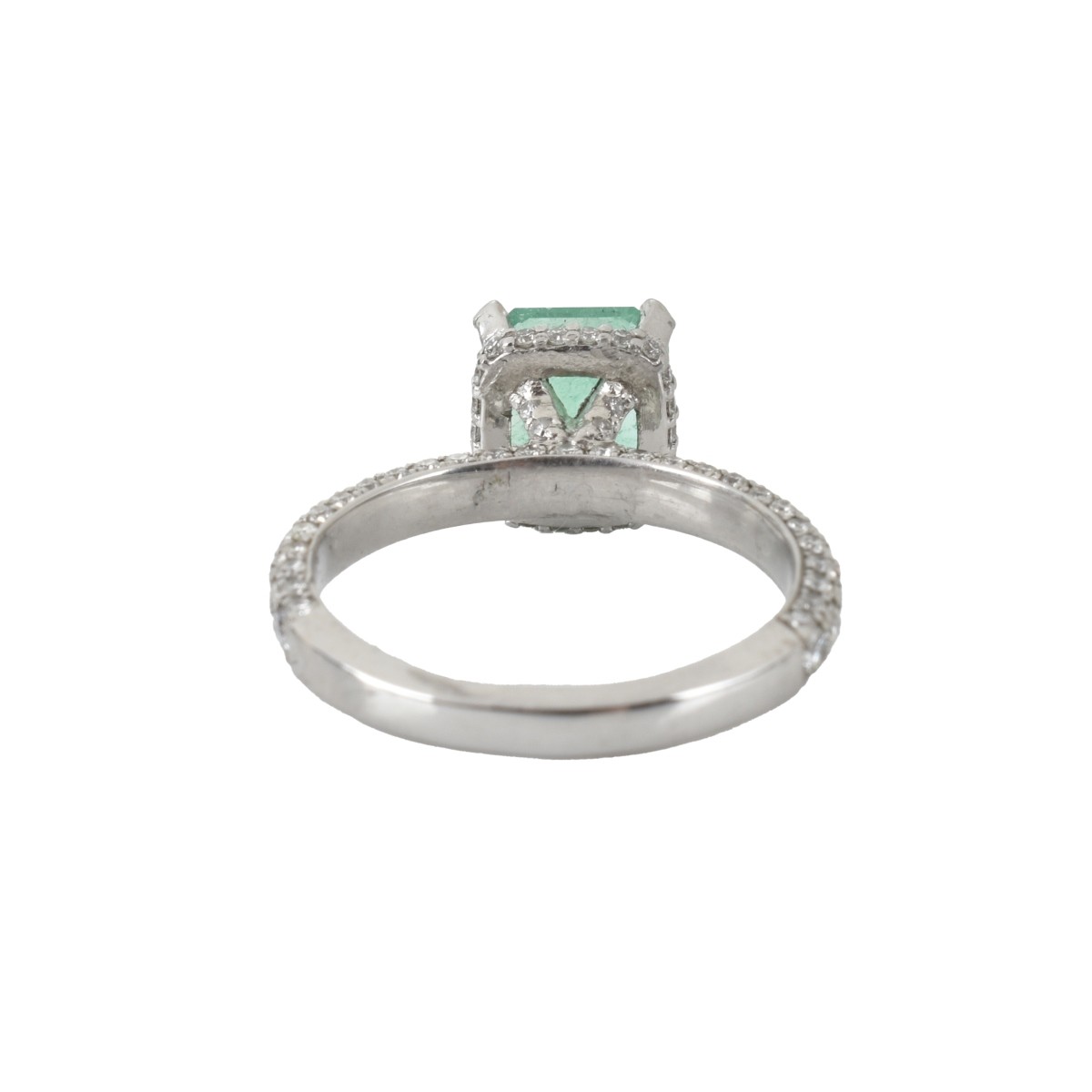 Emerald, Diamond and Platinum Ring