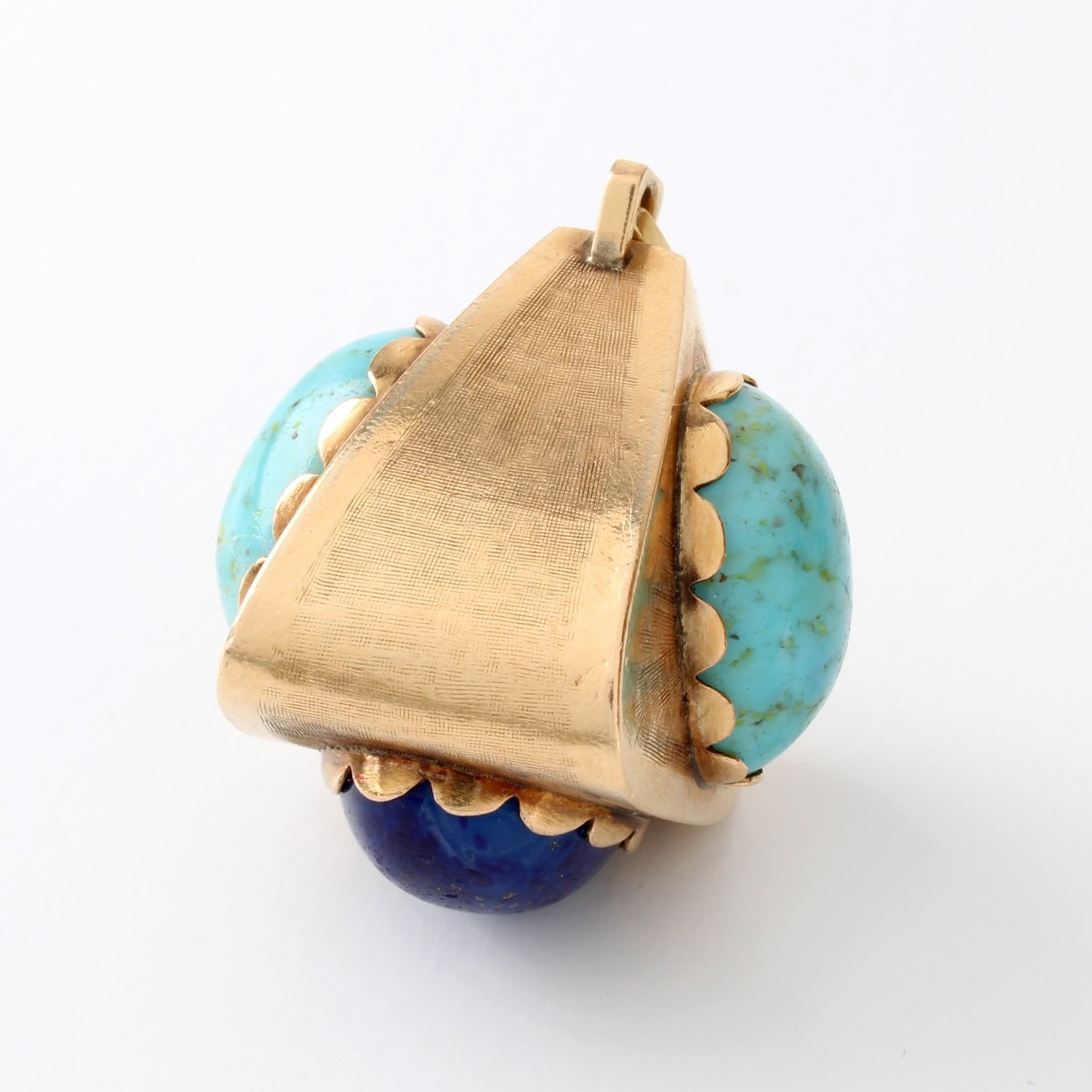 Turquoise, Lapis and 18K Pendant
