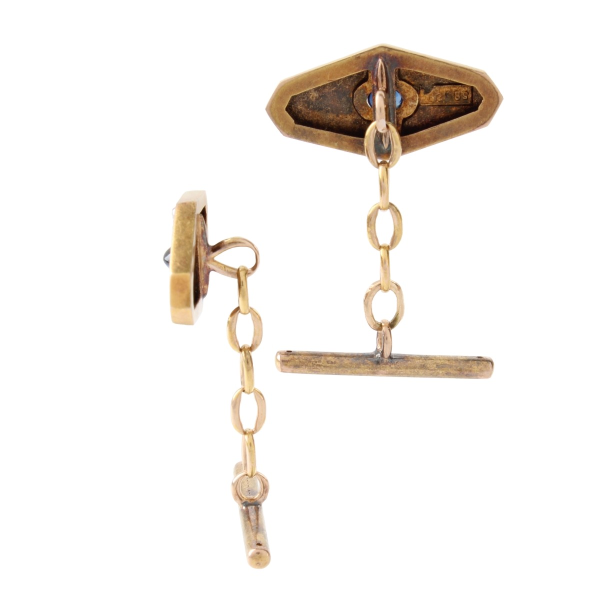 Sapphire, Diamond and 14K Cufflinks