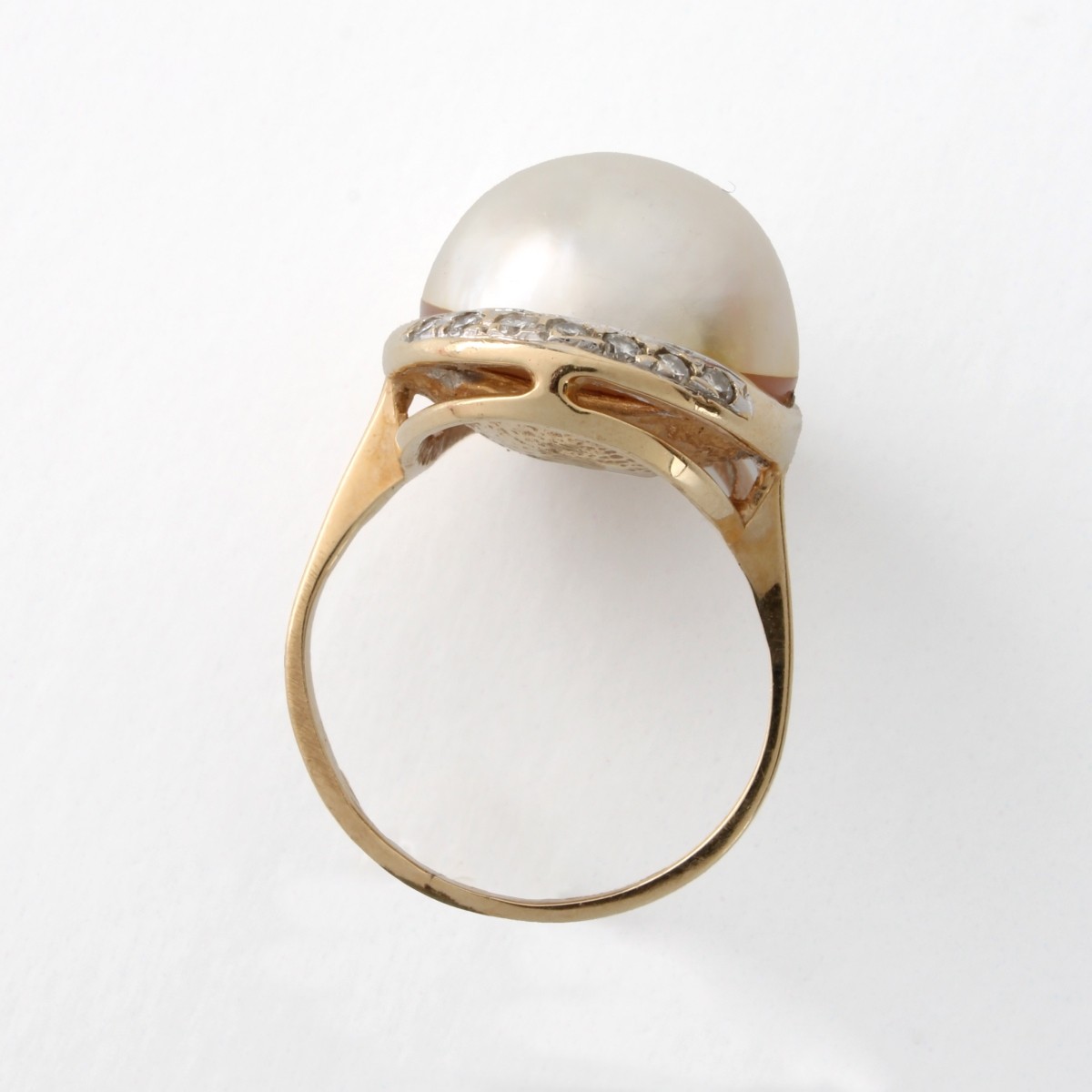 Pearl, Diamond and 14K Ring