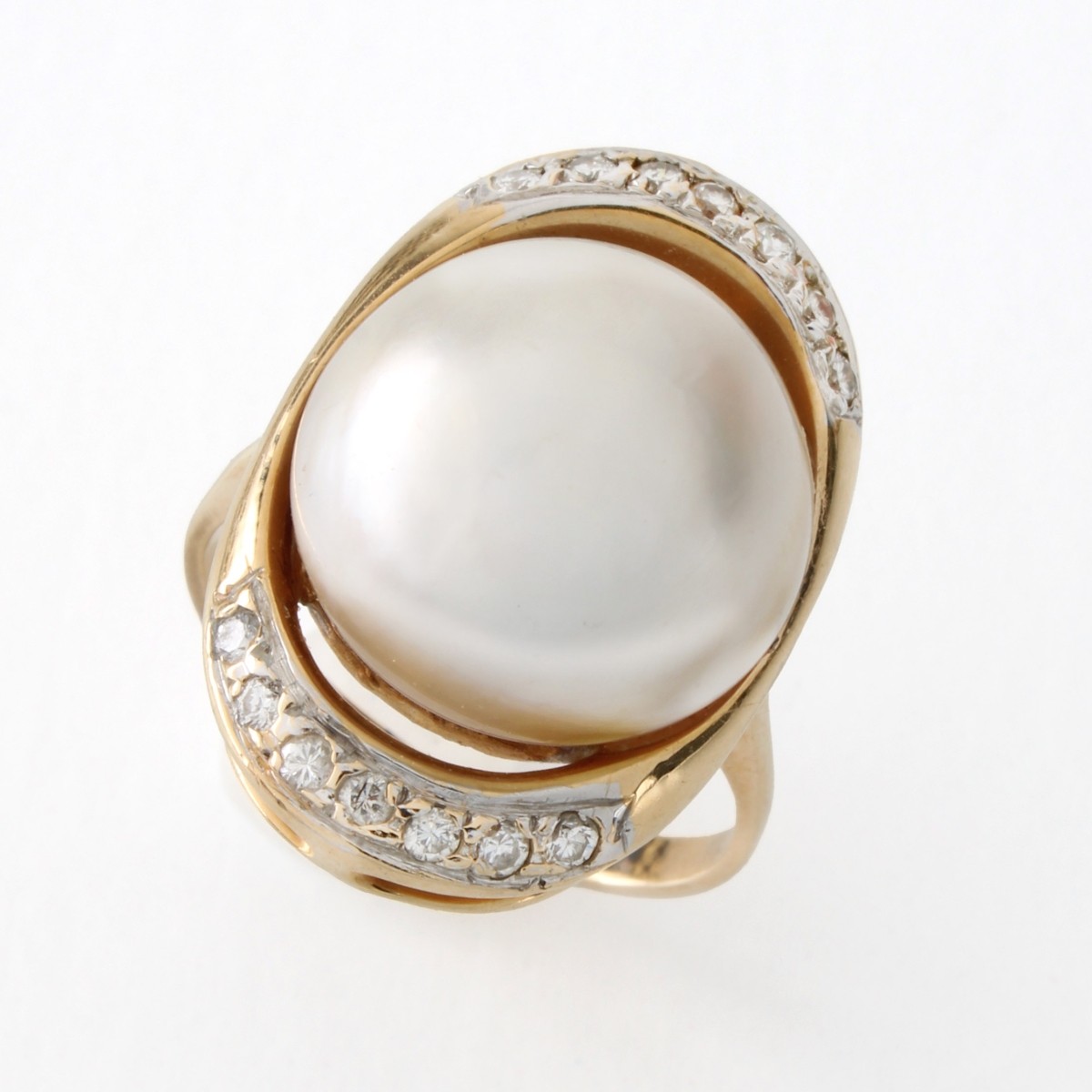 Pearl, Diamond and 14K Ring