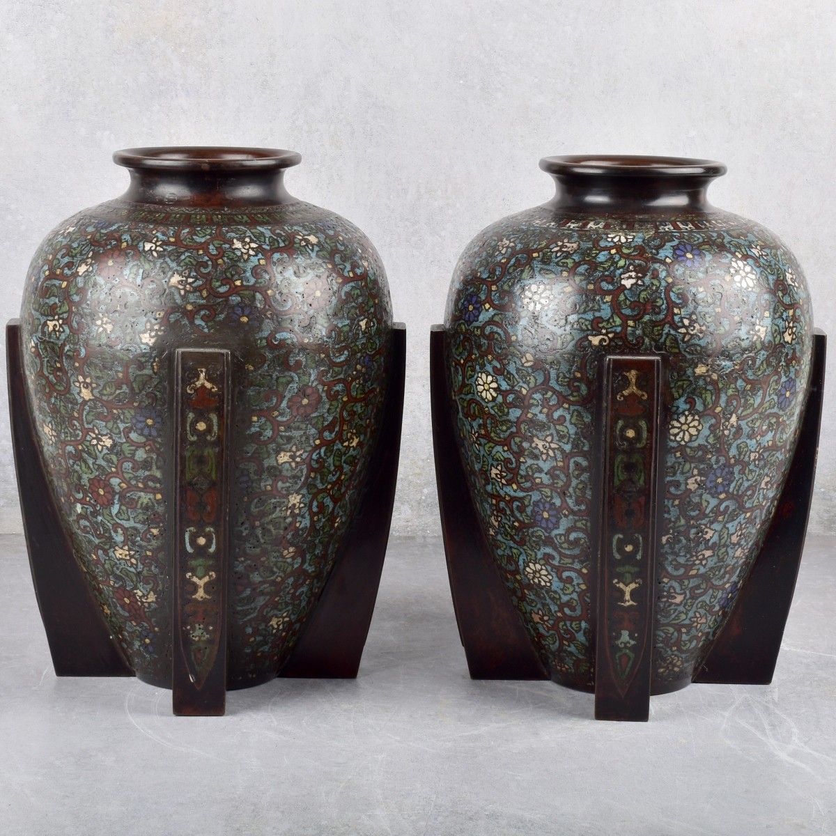 Chinese Cloisonne Bronze Vases
