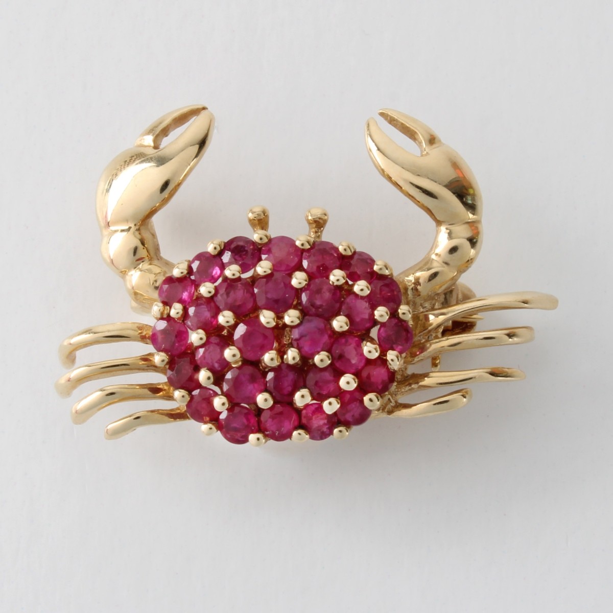 Ruby and 14K Crab Pin