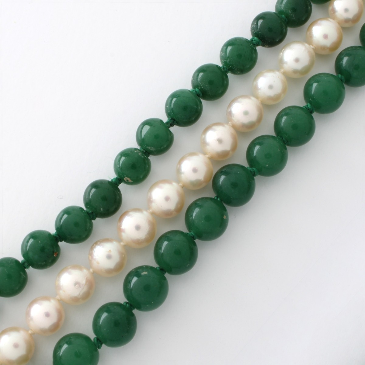 Chrysoprase, Pearl and Silver Necklace