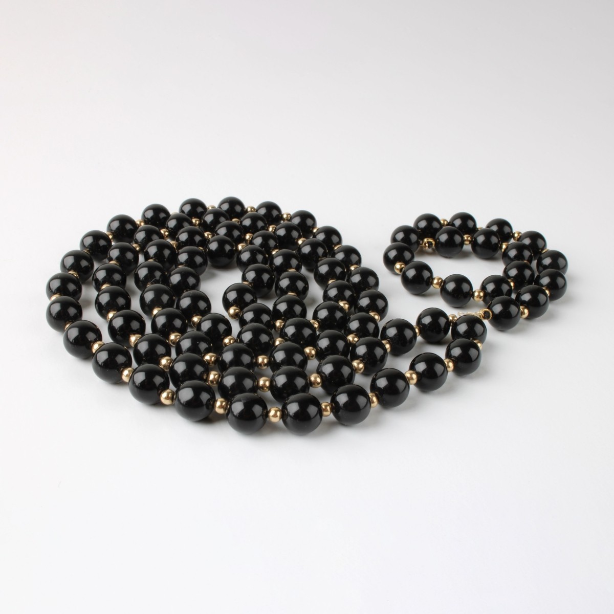 Onyx and 14K Necklace and Bracelet