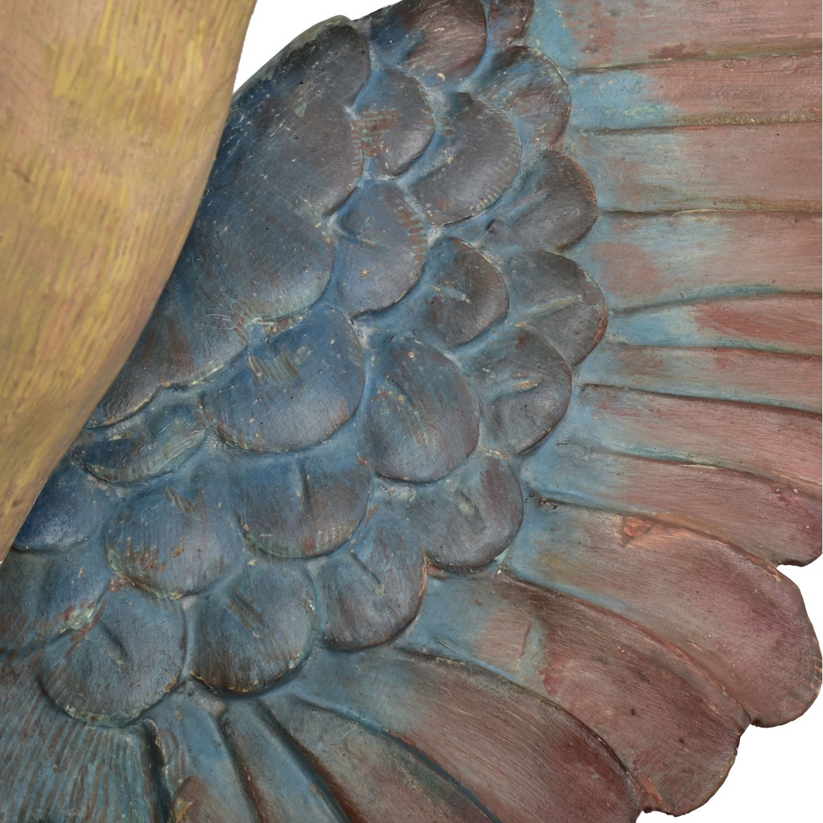 19th/20th C Carved and Painted Wood Cherub