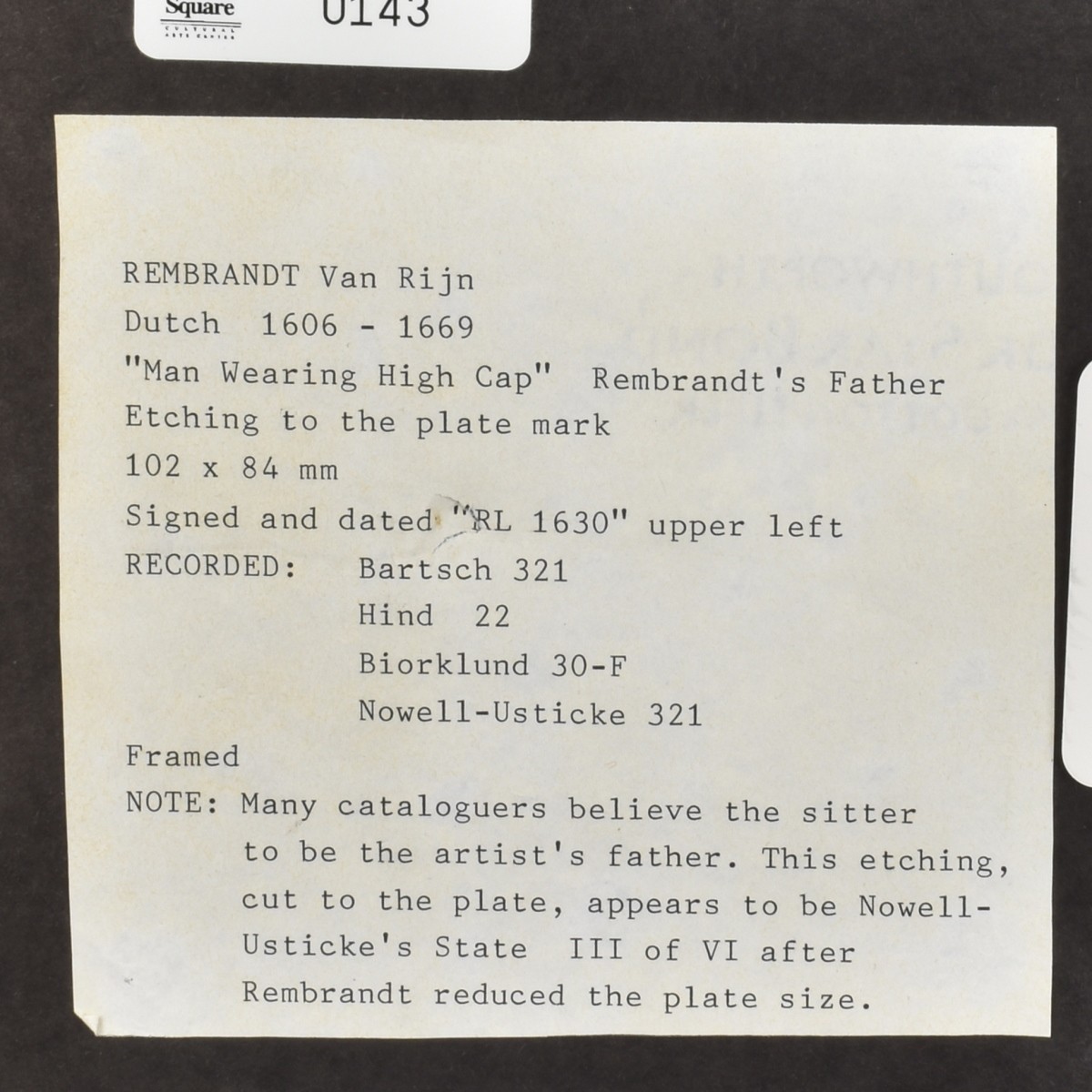 Rembrandt "Man Wearing High Cap"