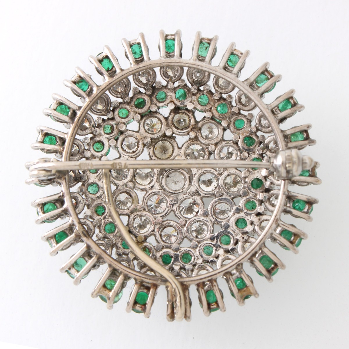 Diamond, Emerald, 18K Pendant/Brooch