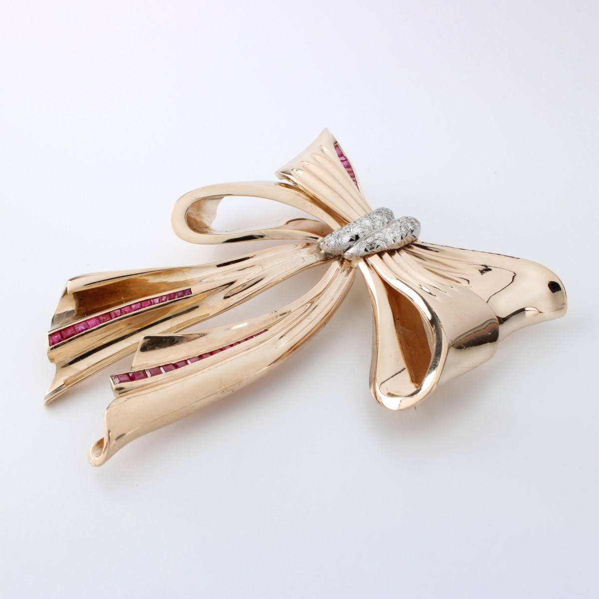 Ruby, Diamond and 14K Brooch