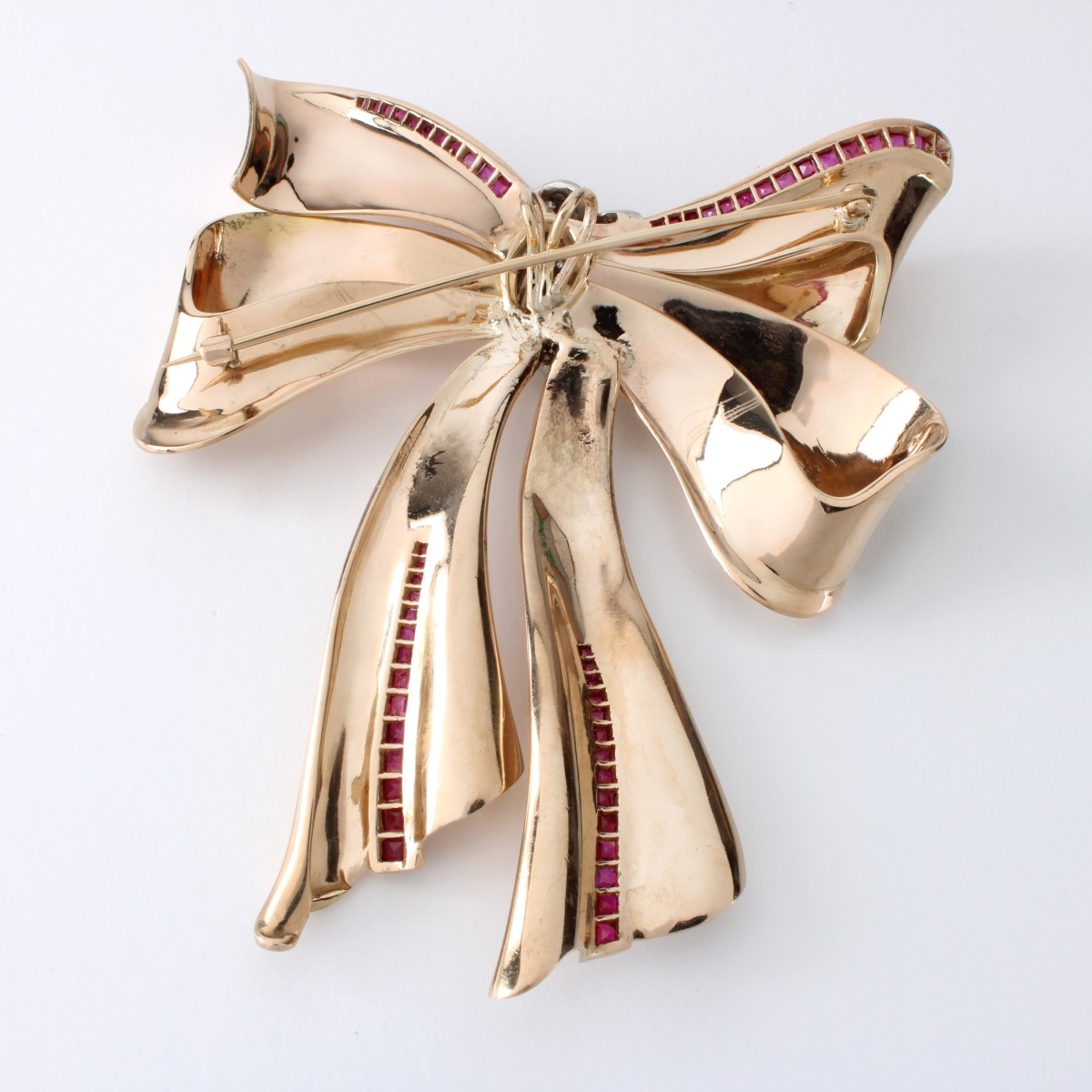 Ruby, Diamond and 14K Brooch