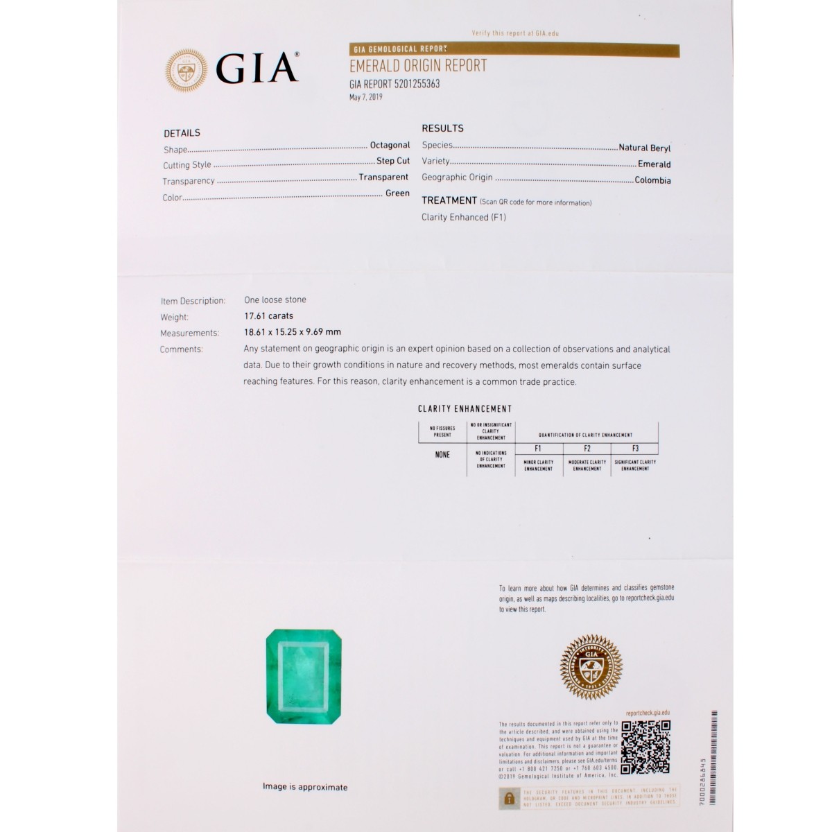 GIA Emerald, Diamond and Platinum Ring