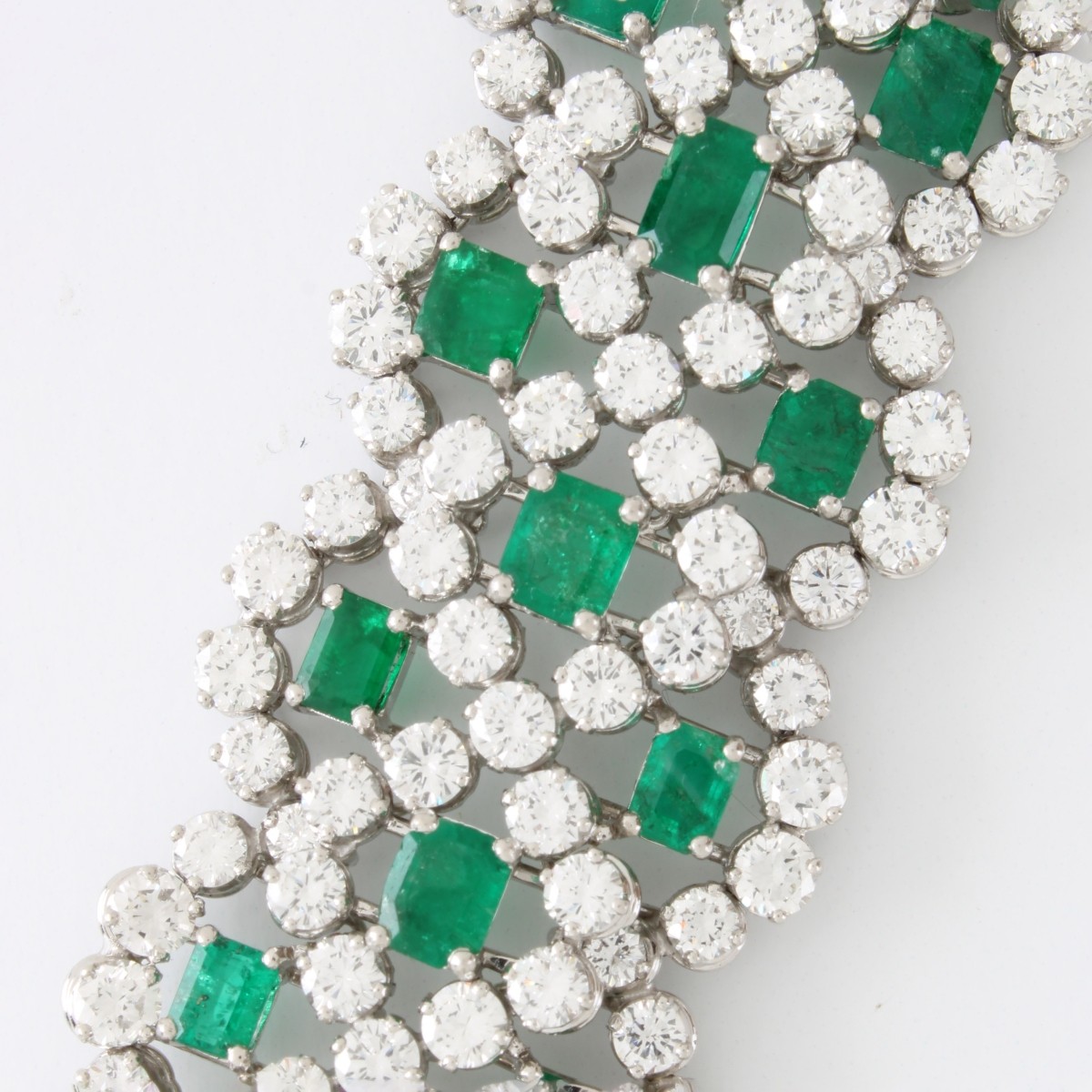 Emerald, Diamond and Platinum Bracelet