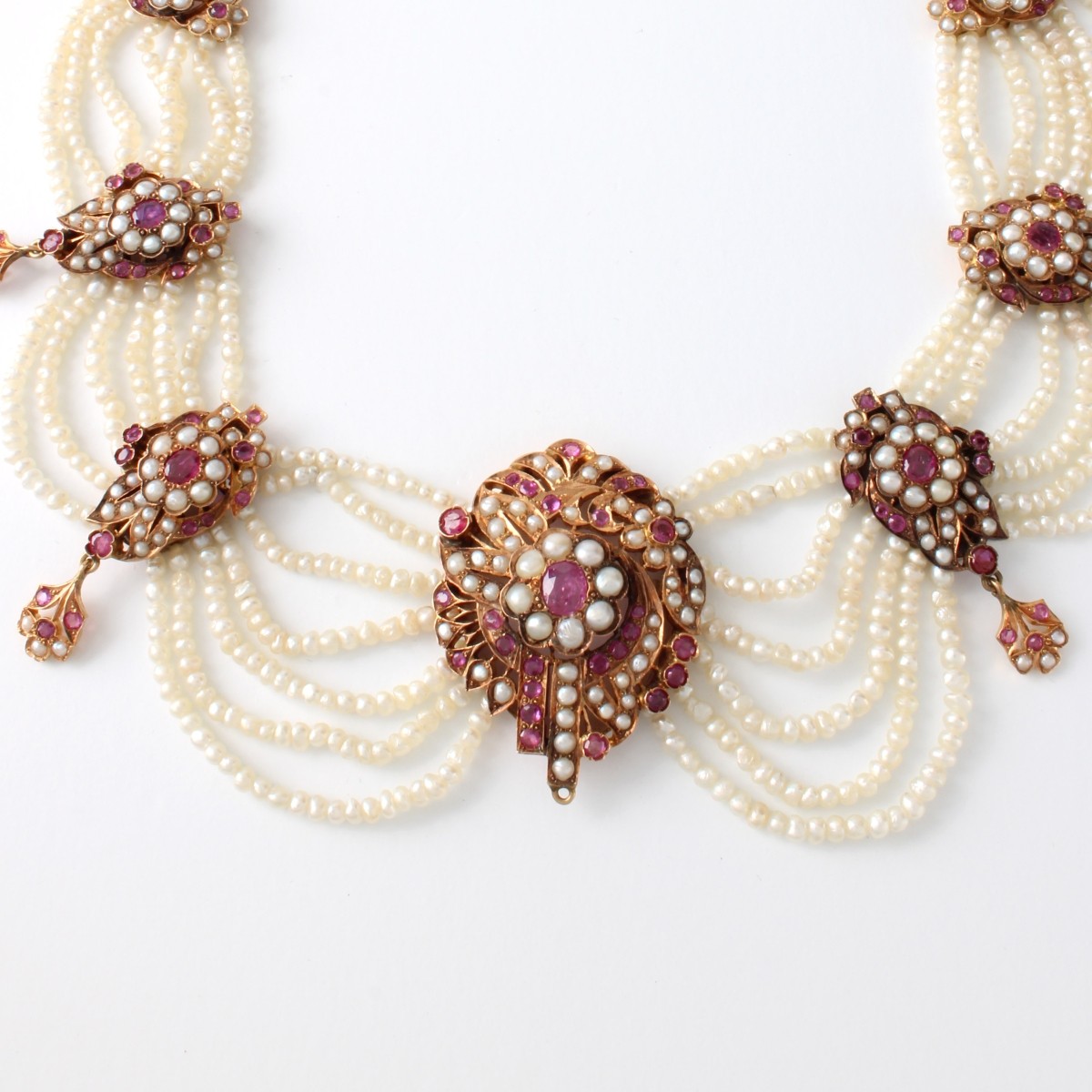 Pearl, Ruby and 14K Necklace