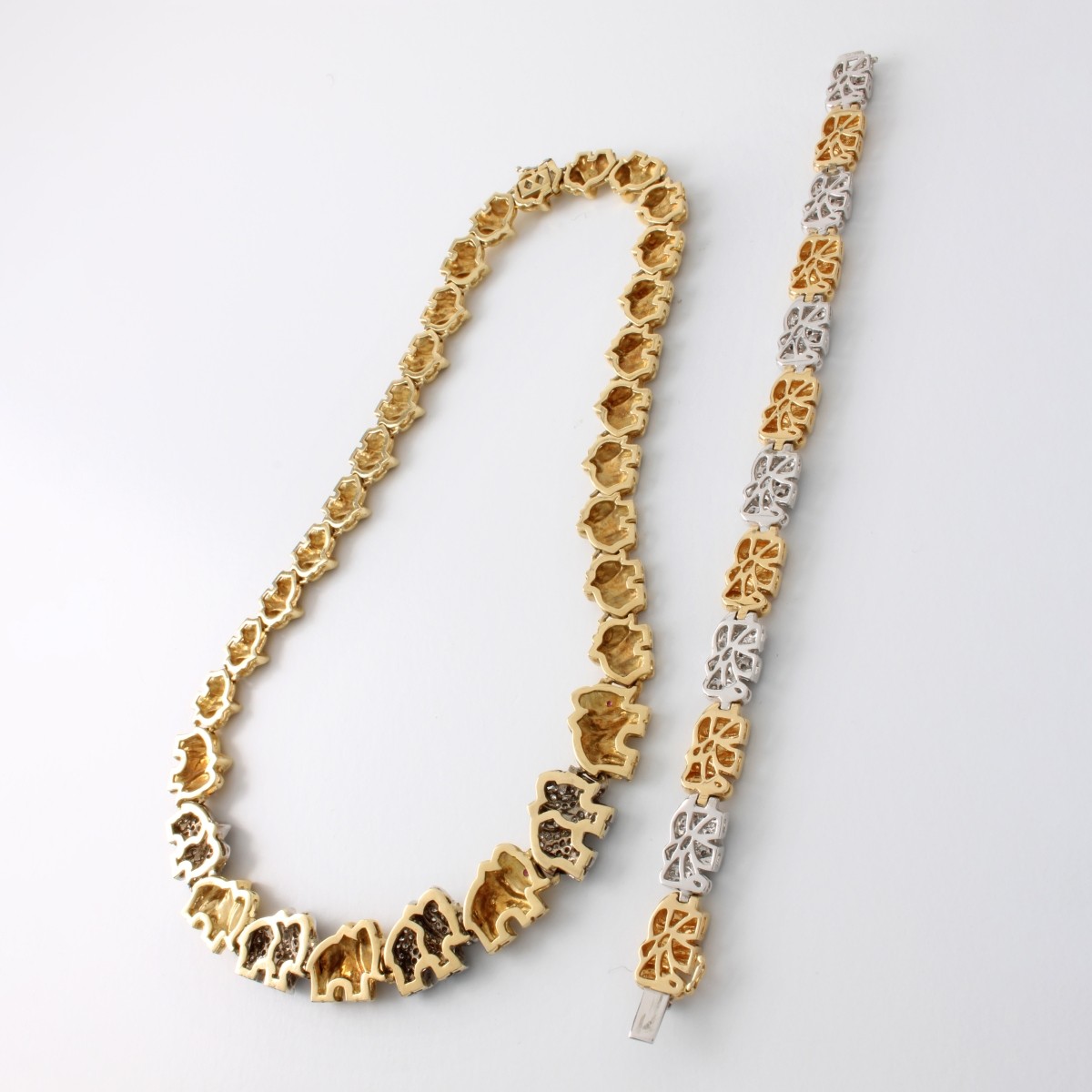 Diamond and 18K Necklace and Bracelet