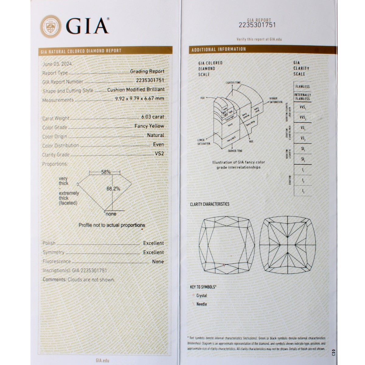 GIA 6.03 Fancy Yellow Diamond and 18K Ring