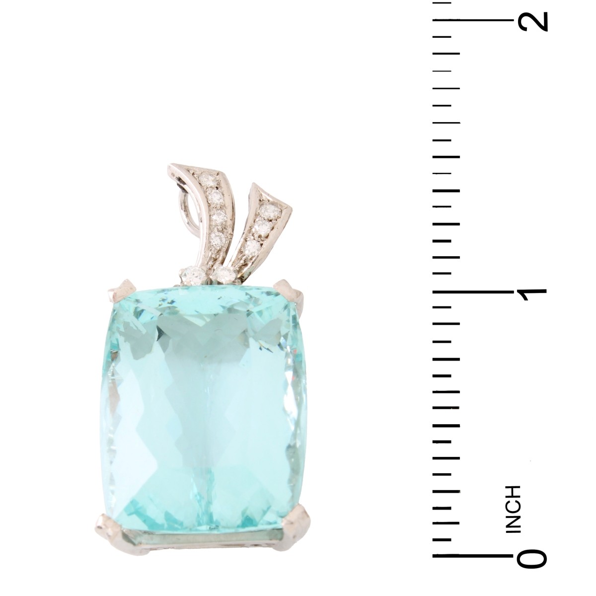 Aquamarine, Diamond and Platinum Pendant