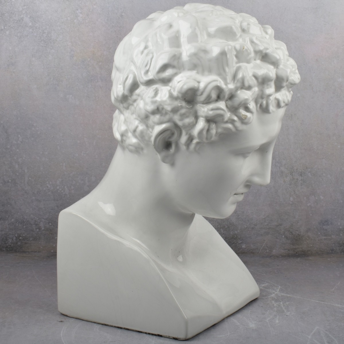 Large White Glazed Porcelain Head of Hermes