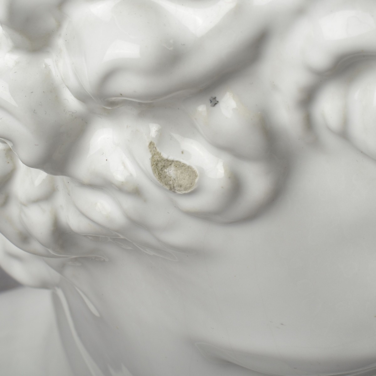 Large White Glazed Porcelain Head of Hermes