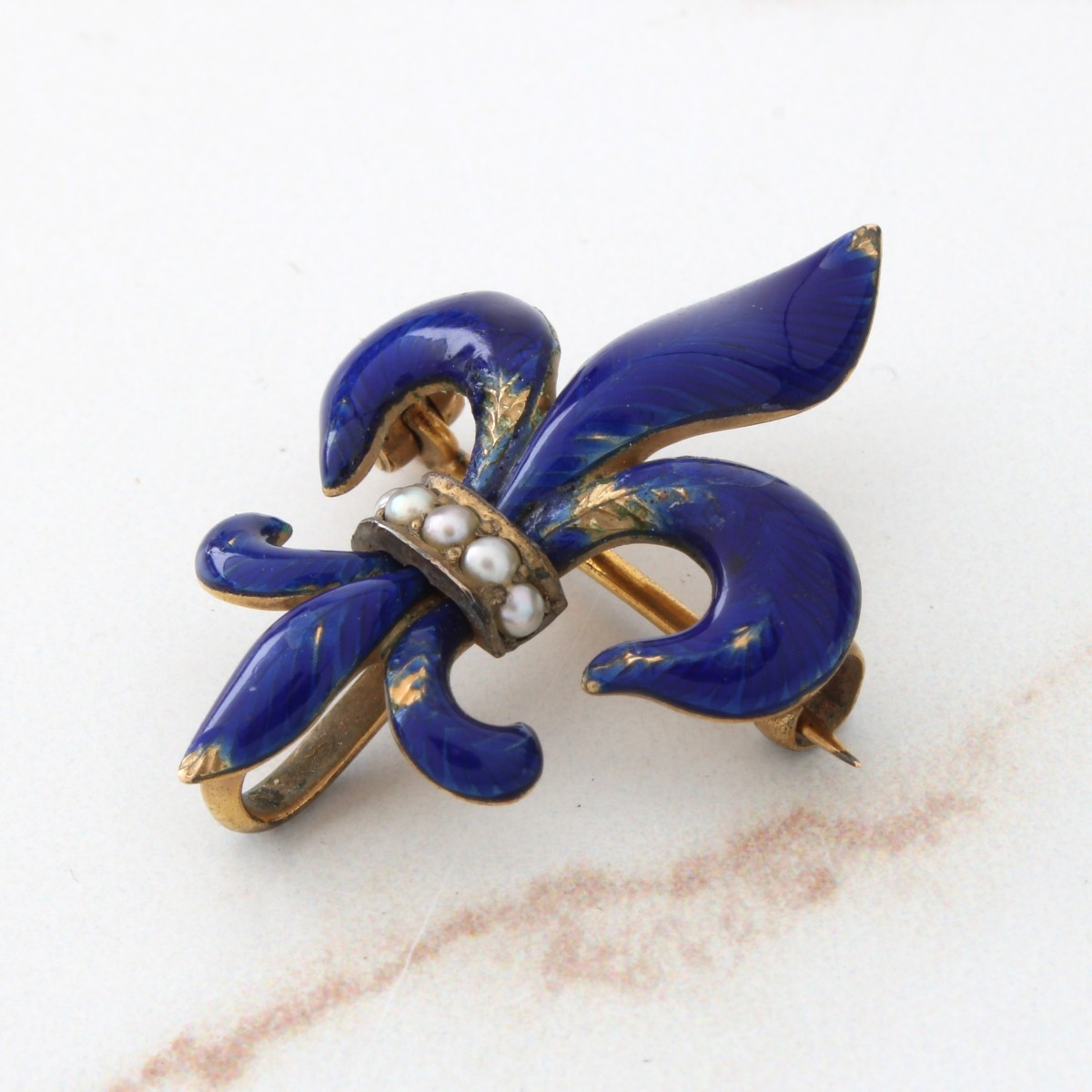 12K and Enamel Brooch