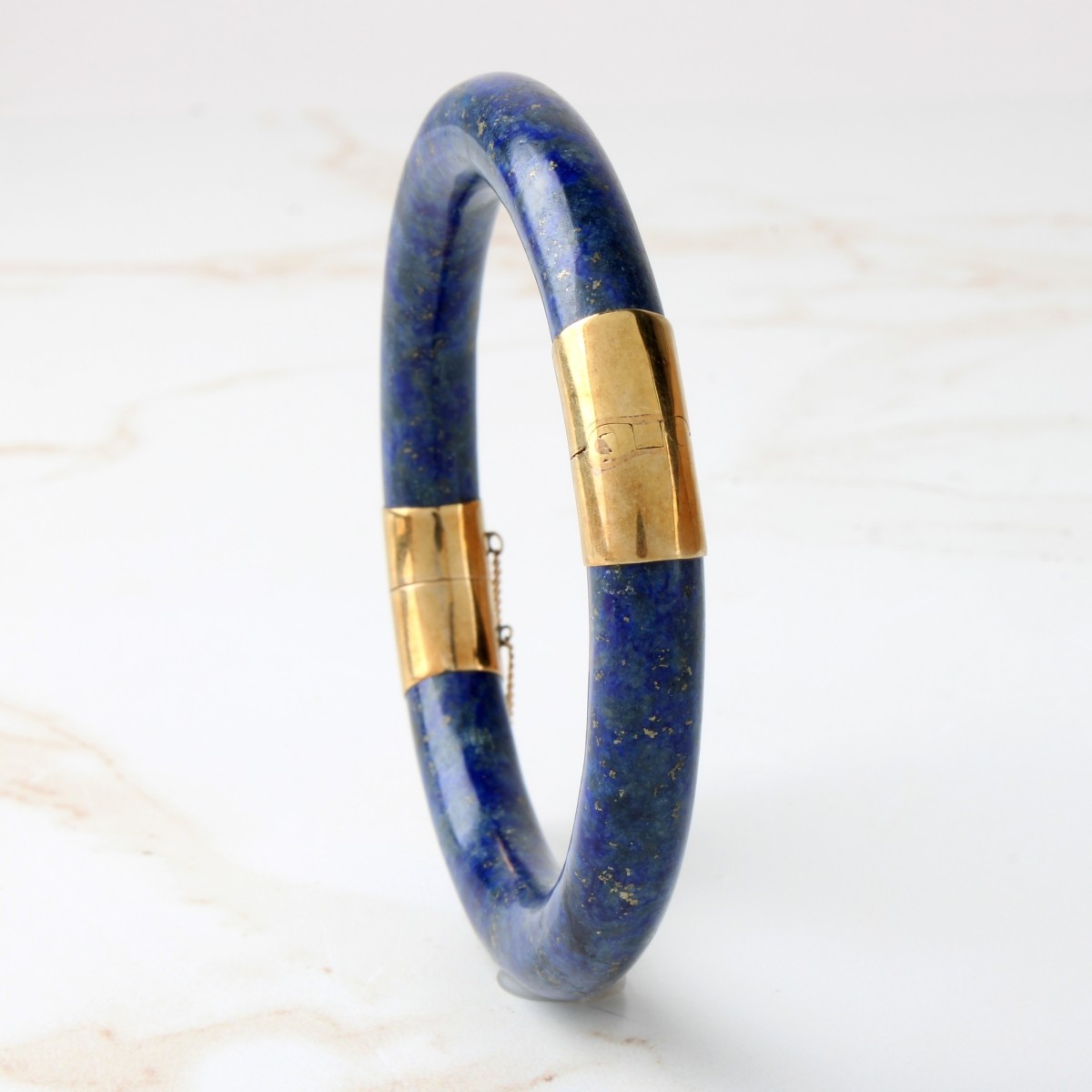 Lapis and 14K Bangle Bracelet