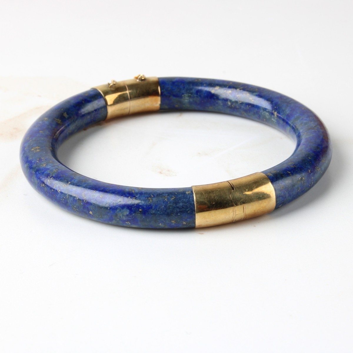 Lapis and 14K Bangle Bracelet