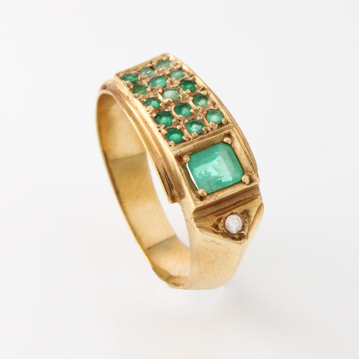 Emerald, Diamond and 14K Ring