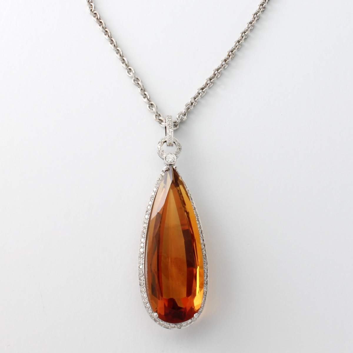 Citrine, Diamond and 18K Necklace