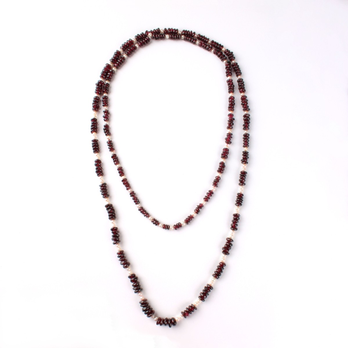 Garnet Bead and Pearl Necklace