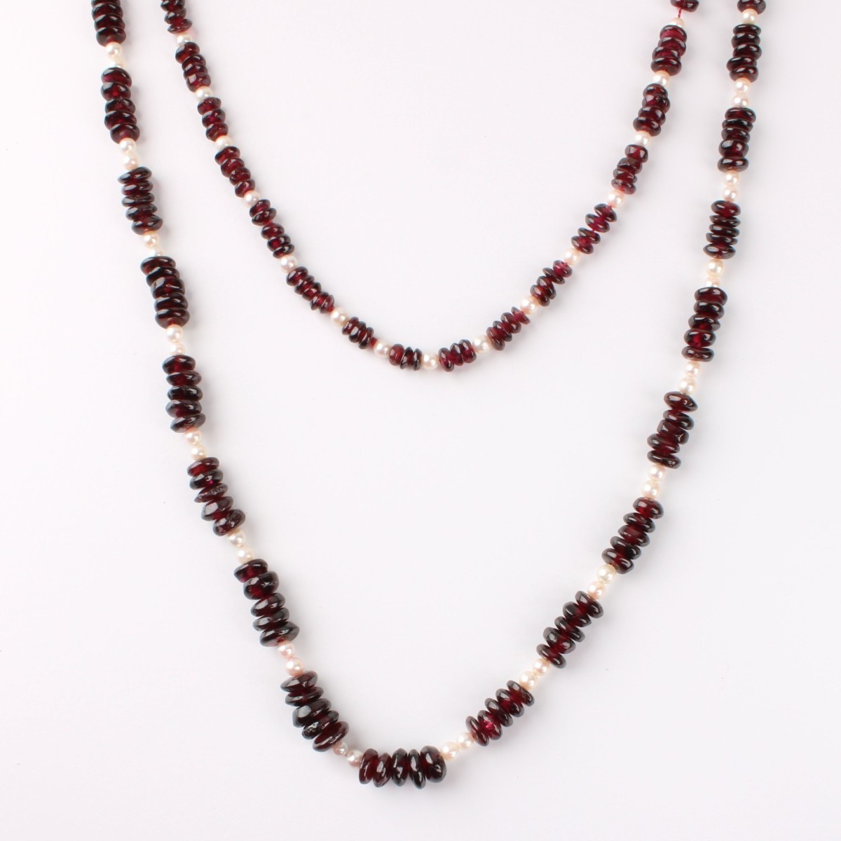 Garnet Bead and Pearl Necklace