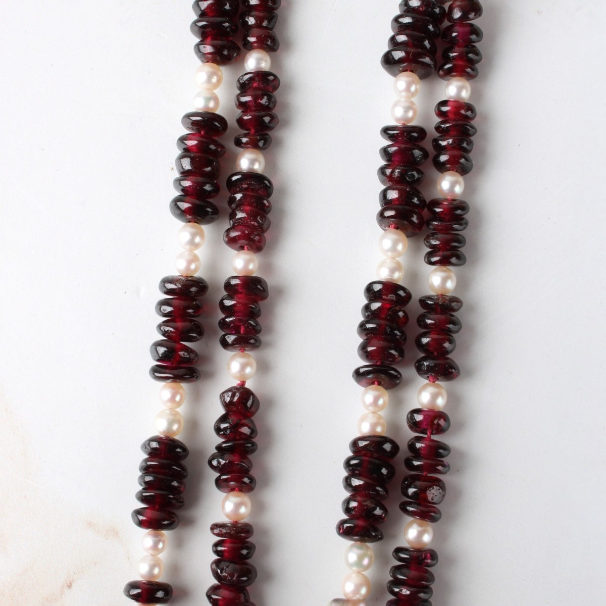 Garnet Bead and Pearl Necklace