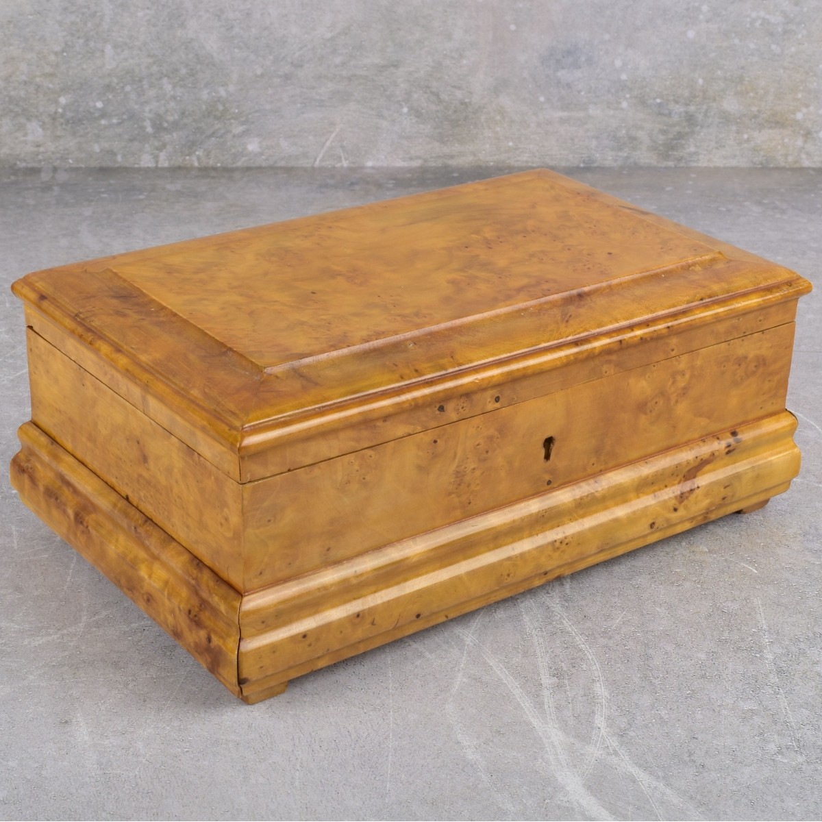Burl Wood Hinged Boxes with Secret Drawers