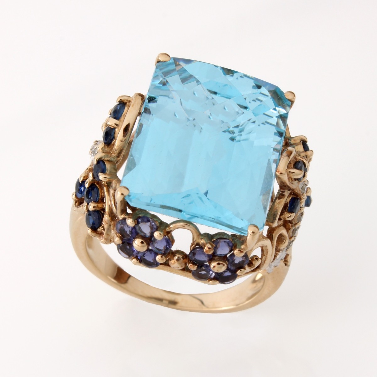 Topaz, Sapphire, Diamond and 14K Ring
