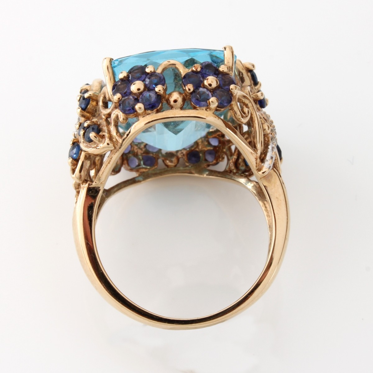 Topaz, Sapphire, Diamond and 14K Ring