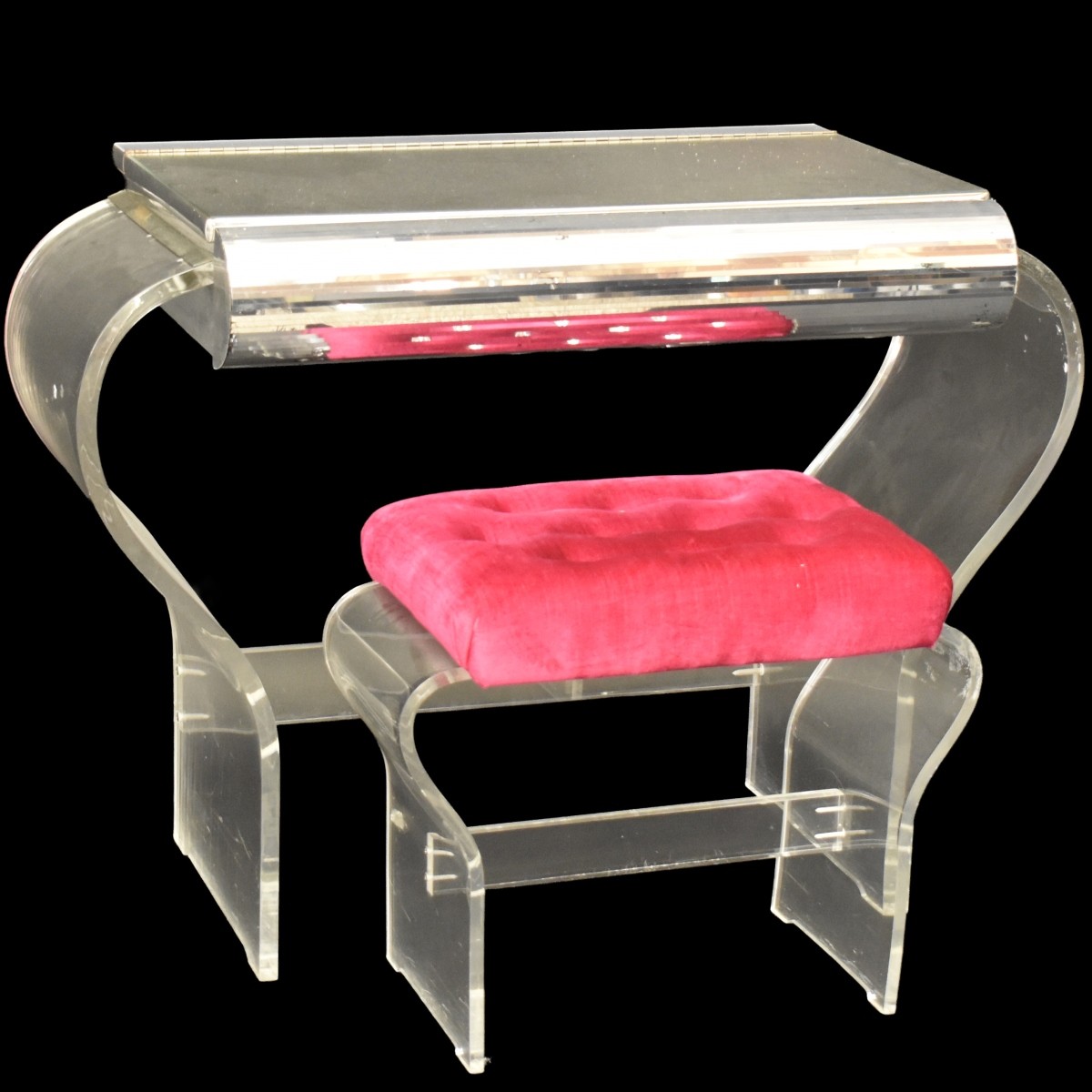 Lucite Make Up Table and Stool