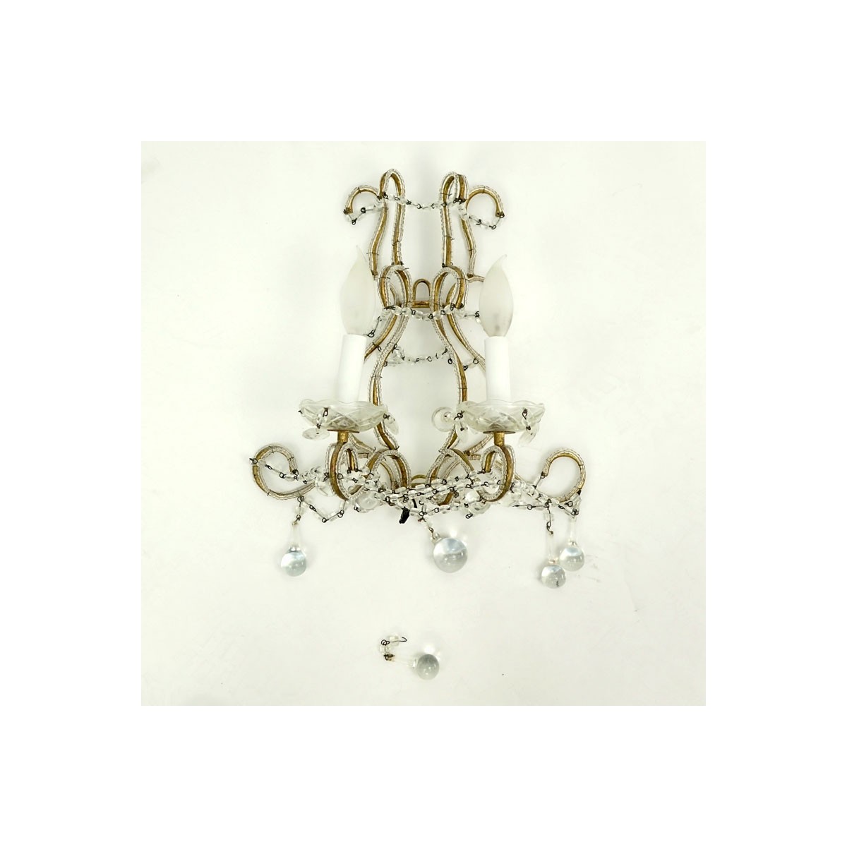 Vintage Crystal Beaded Metal Sconce