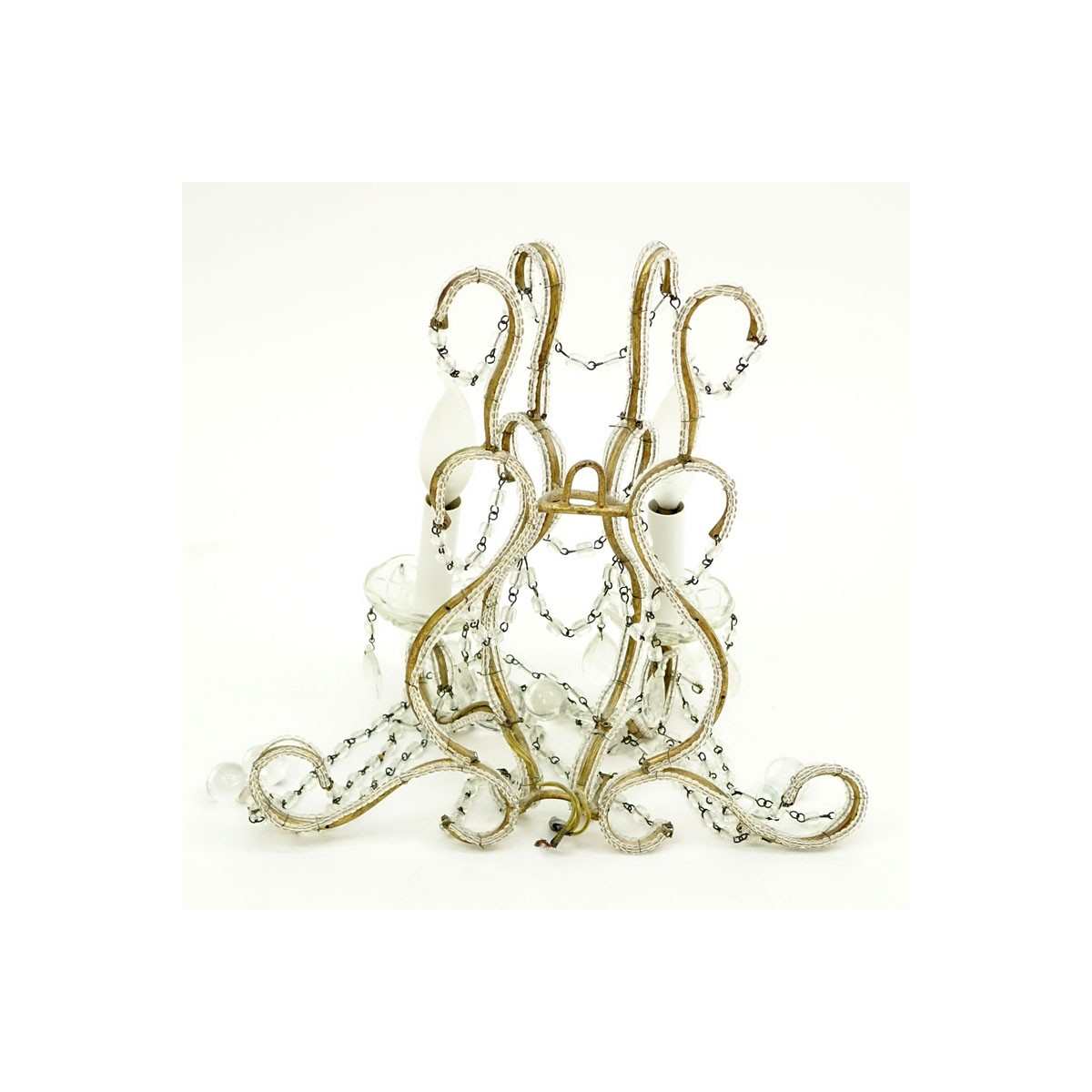 Vintage Crystal Beaded Metal Sconce