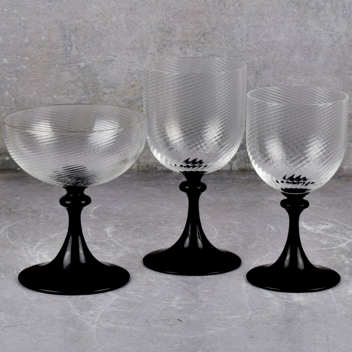 Vintage Hand Blown Optic Swirl Glasses
