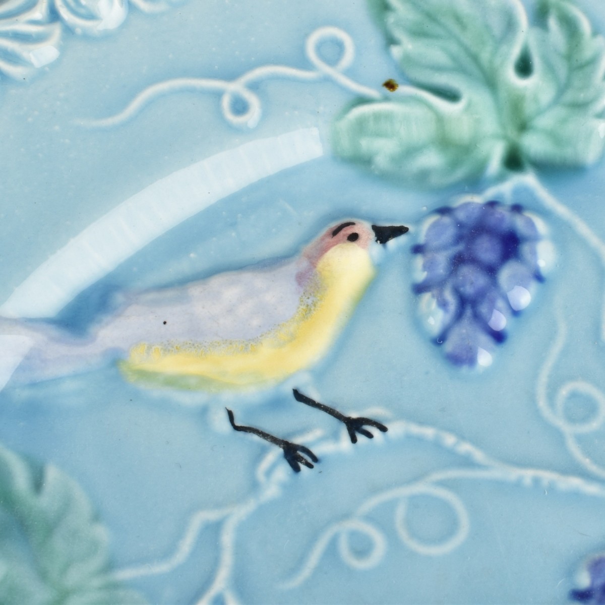 German Majolica Turquoise Bird Plates