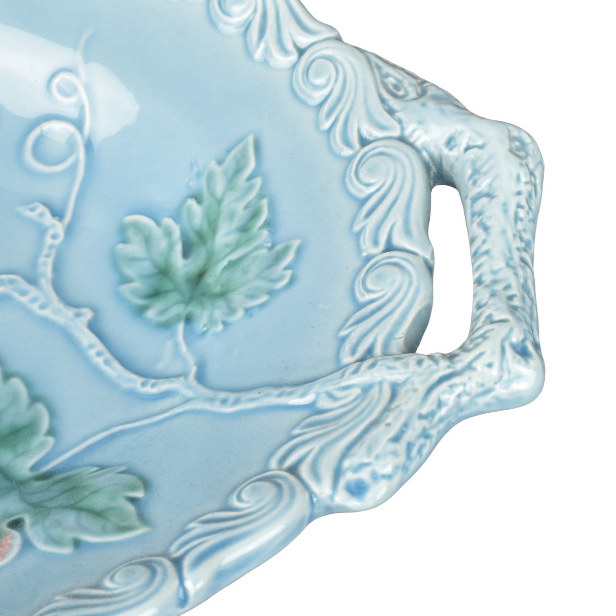 German Majolica Turquoise Bird Plates