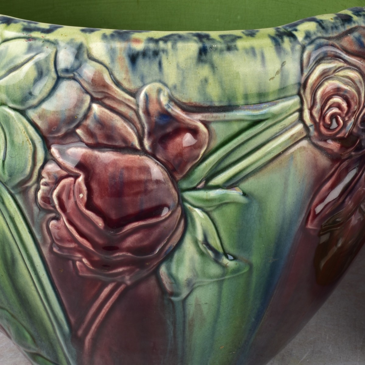 Majolica Pedestal and Jardinieres