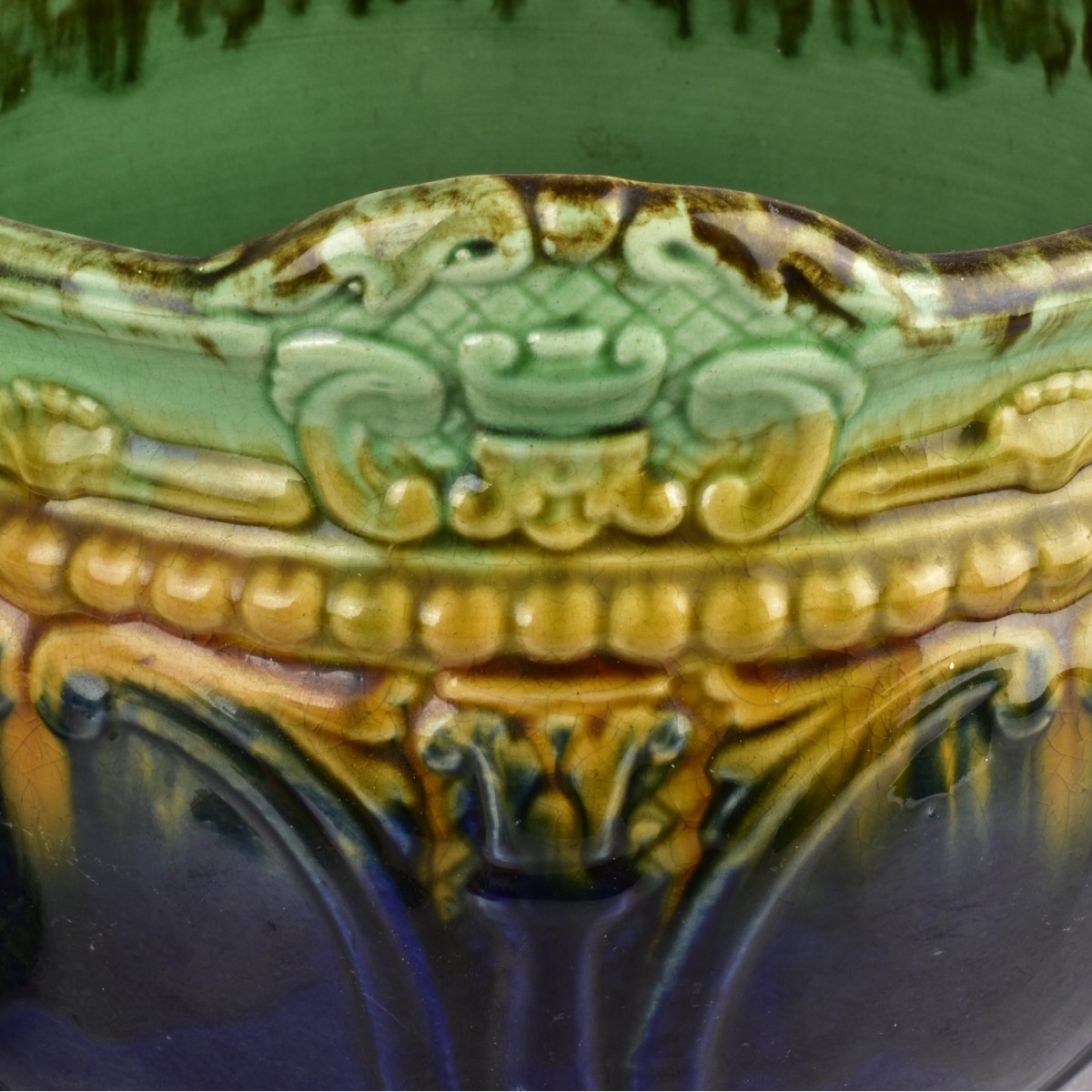 Majolica Pedestal and Jardinieres