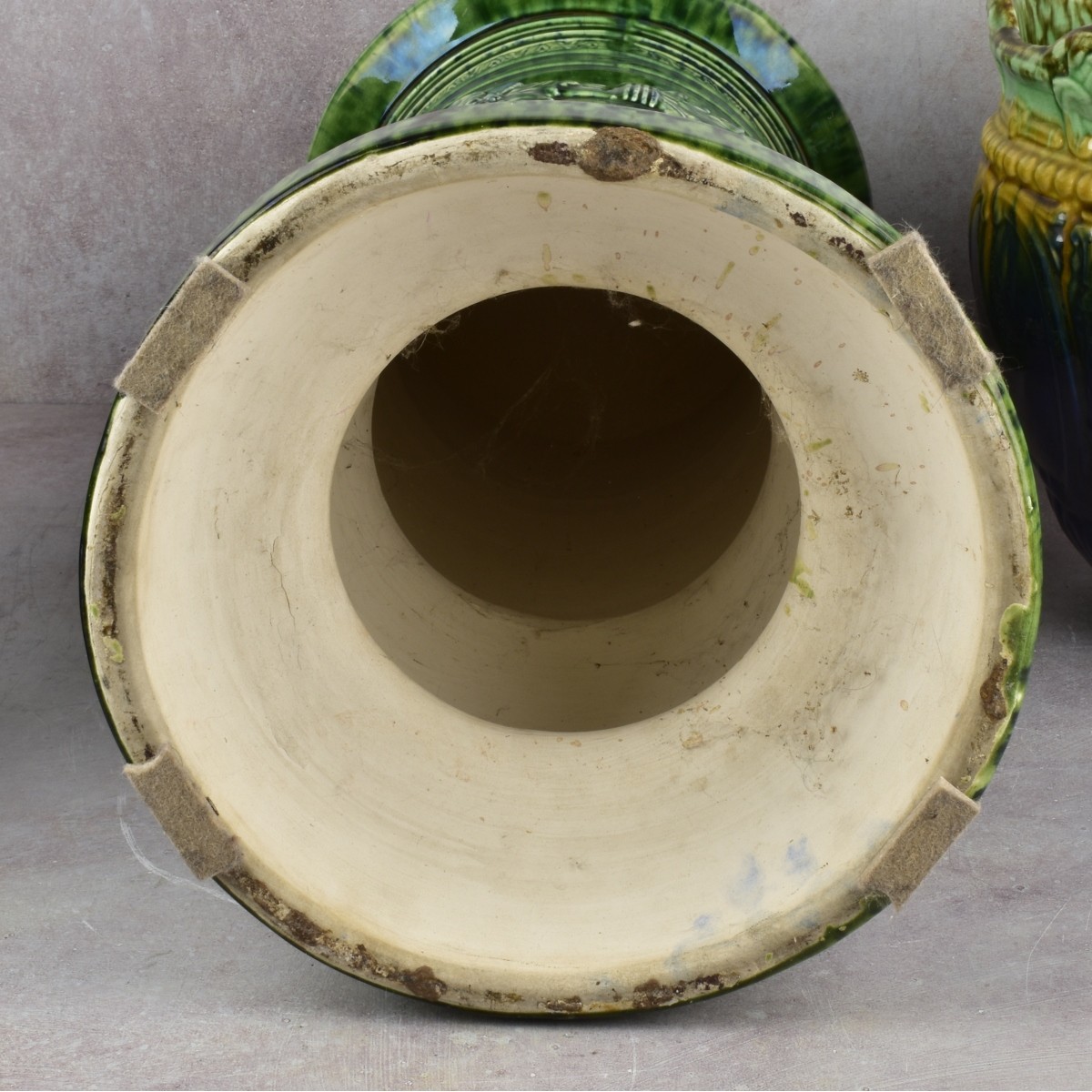 Majolica Pedestal and Jardinieres