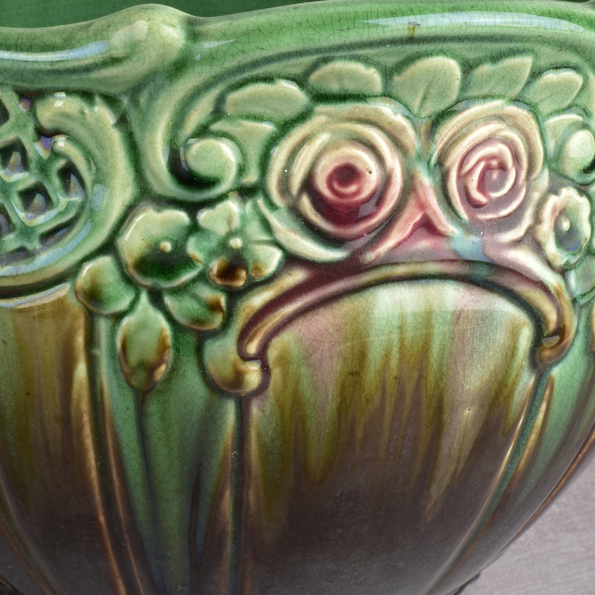 Majolica Pedestal and Jardinieres