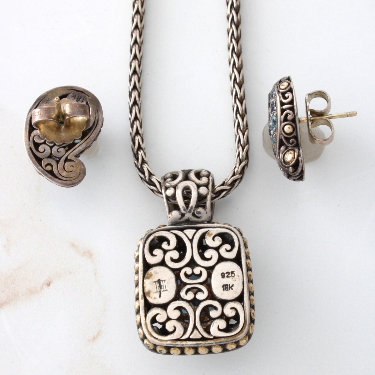 John Hardy Necklace and Earrings Suite