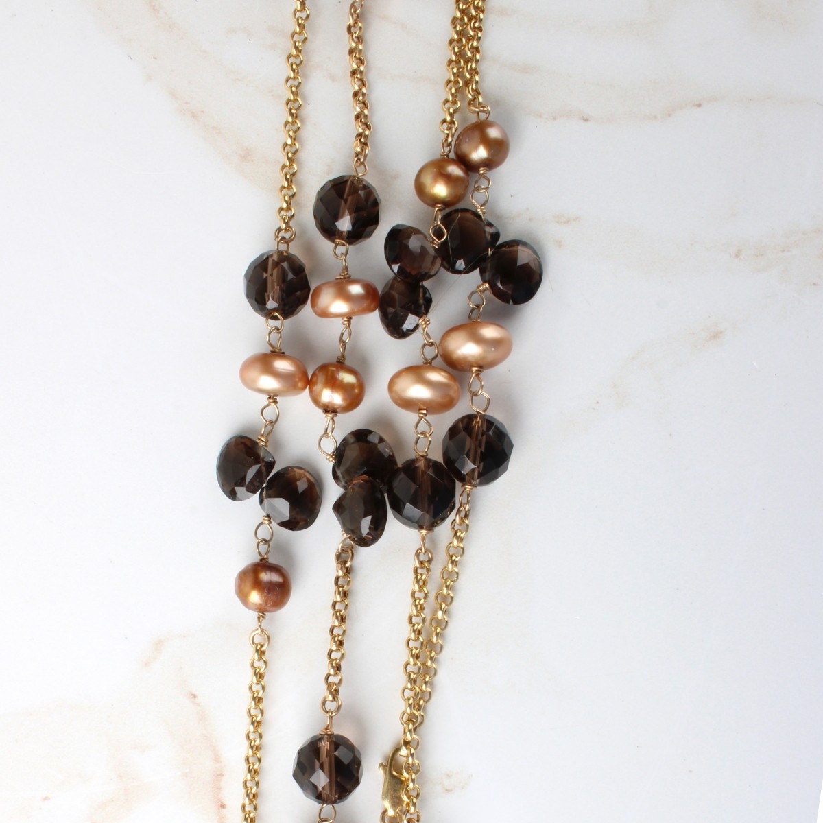 Quartz, Pearl and 14K Necklace